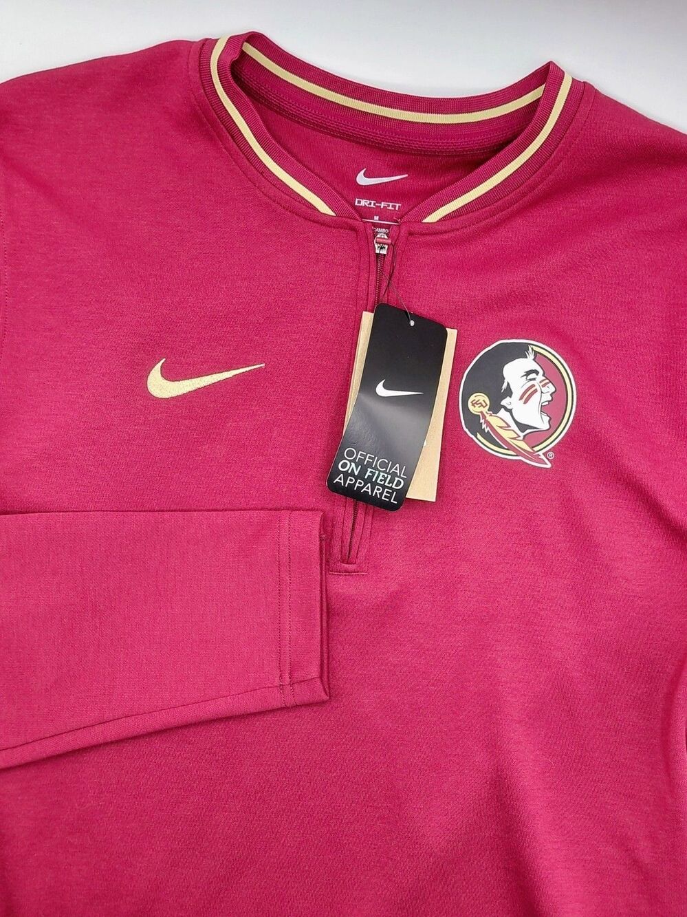Nike Florida State 1/4 Zip On-Field Pullover Size Medium Garnet FSU Dri-Fit NEW!